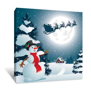 Image of Christmas Snowman Canvas Print
