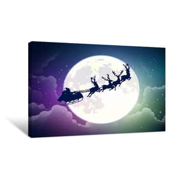 Image of Santa Sleigh Silhouette Canvas Print