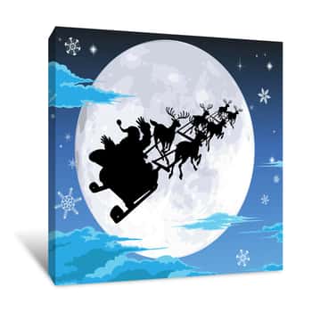 Image of Santa Claus In His Sleigh Canvas Print