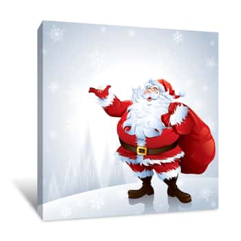 Image of Santa Claus With Snowflake Canvas Print