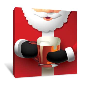 Image of Santa With A Beer Mug Canvas Print