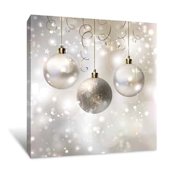 Image of Silver Holiday Ornaments Canvas Print