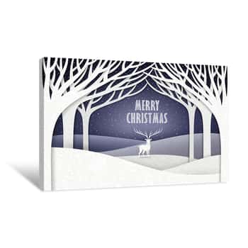 Image of Papercut Christmas Forest Canvas Print