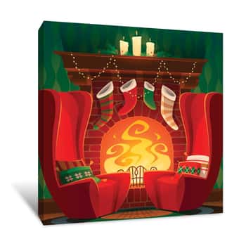Image of Christmas Fireplace Canvas Print