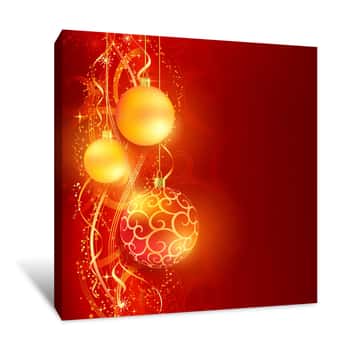 Image of Gold Holiday Ornaments Canvas Print