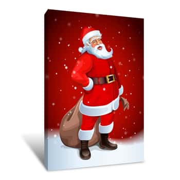 Image of Jolly Santa With Gifts Canvas Print