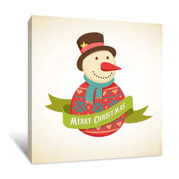 Image of Snowman With Christmas Sweater Canvas Print