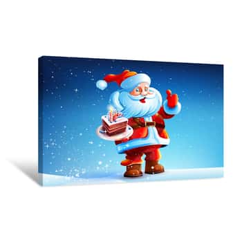 Image of Santa Claus With Cake Canvas Print