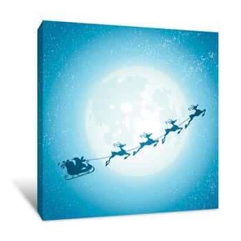 Image of Santa Claus With Sleigh Canvas Print
