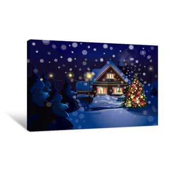 Image of Storybook Christmas Snowfall Canvas Print