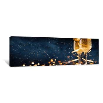 Image of Happy New Year  Christmas And New Year Holidays Background, Winter Season Canvas Print