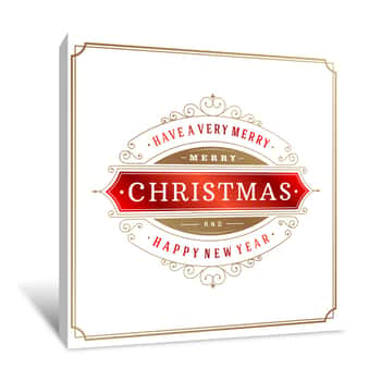 Image of Christmas And New Year Retro Typography Canvas Print