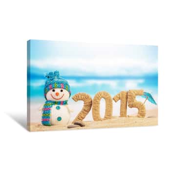Image of New Year With Snowman Canvas Print
