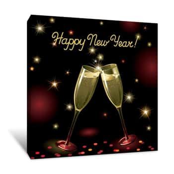 Image of New Year Champagne Flutes Canvas Print