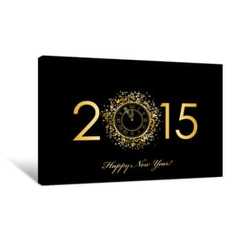 Image of New Year Background With Gold Clock Canvas Print