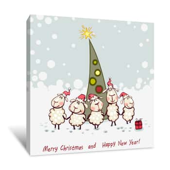 Image of Sheep Christmas Card Canvas Print