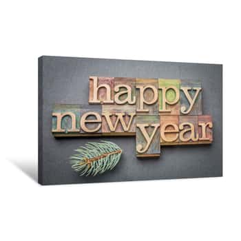 Image of Happy New Year In Wood Type Canvas Print