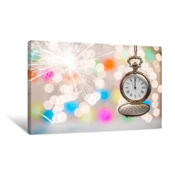 Image of New Year Clock On Abstract Background Canvas Print