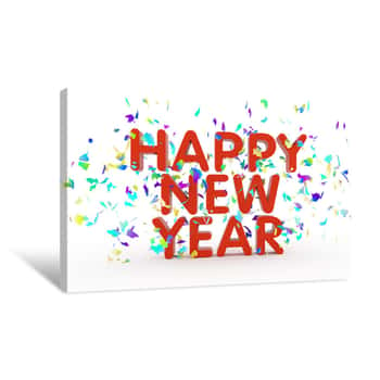 Image of Happy New Year Text Canvas Print