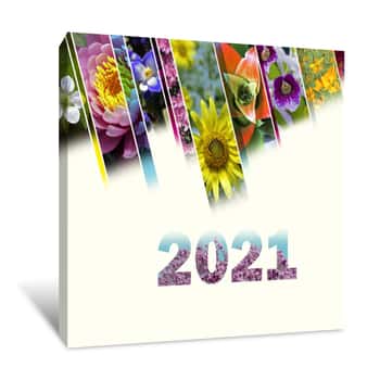 Image of 2021 With Floral Motif Very Cheerful And Colorful Canvas Print