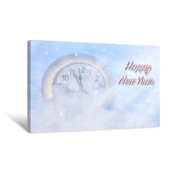 Image of Watch In The Snow  New Year\'s Background Canvas Print