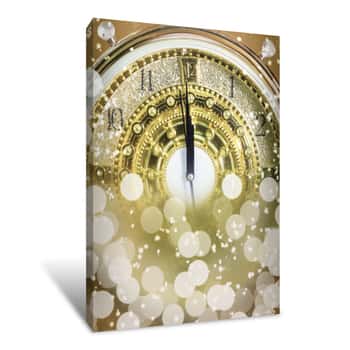 Image of New Year\'s At Midnight Time, Luxury Gold Clock Countdown To New Canvas Print