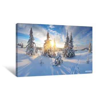 Image of Morning Panorama Of Mountains Canvas Print