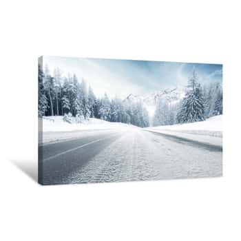 Image of Winter Road And Cold Day Canvas Print