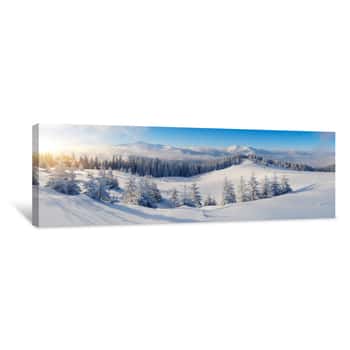 Image of Panorama Of Winter Mountains Canvas Print