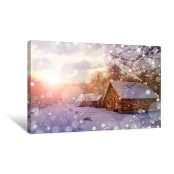 Image of Wooden House In Forest Canvas Print