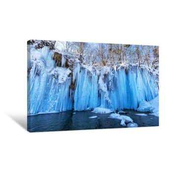 Image of Frozen Waterfall At Plitvice Lakes, Croatia Canvas Print