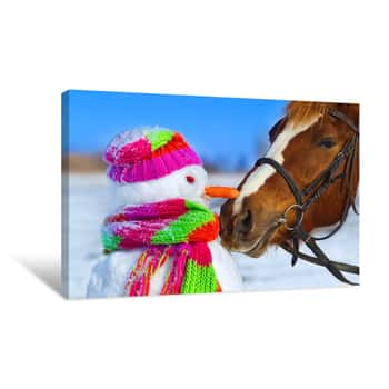 Image of Horse and The Snowman Canvas Print