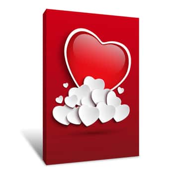 Image of Whit and Cherry Hearts Canvas Print