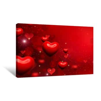 Image of Red Bubble Hearts Canvas Print