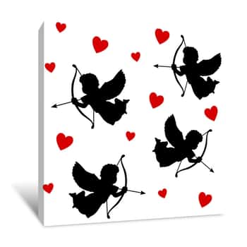 Image of Cupid\'s Hearts And Arrows Wallpaper Canvas Print