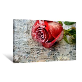 Image of Red Rose On Love Letter Canvas Print