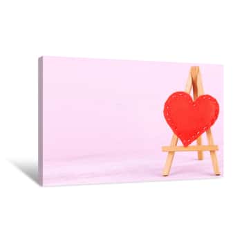 Image of Beautiful Heart  Small Decorative Easel On Pink Background Canvas Print