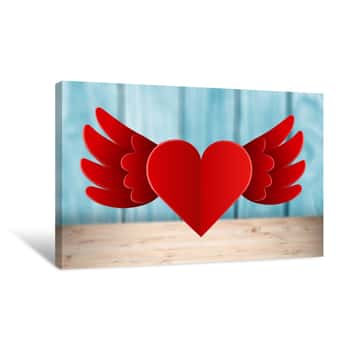 Image of Composite Image Of Heart With Wings Canvas Print