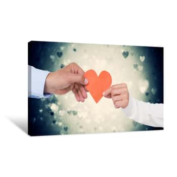 Image of Hands Of Couple Holding A Heart Canvas Print