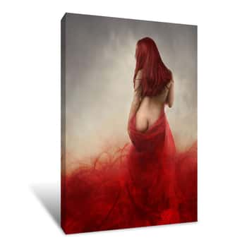 Image of Woman in Red Canvas Print