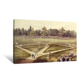 Image of The American National Game of Baseball - Grand Match at Elysian Fields Canvas Print