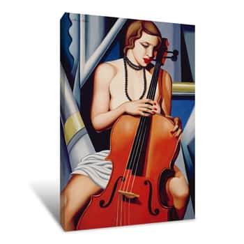Image of Woman with Cello Canvas Print