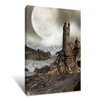 Image of Full Moon Fantasy Castle Canvas Print
