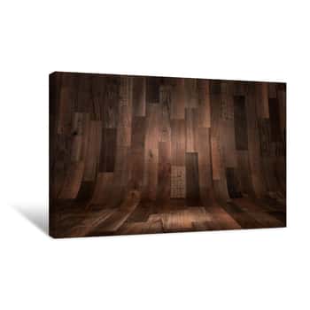 Image of Empty Curved Wooden Floor Background, Texture With Copy Space Canvas Print