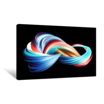 Image of 3D Rendering Of Colorful Abstract Twisted Wavy Shape In Motion  Computer Generated Geometric Digital Art Canvas Print