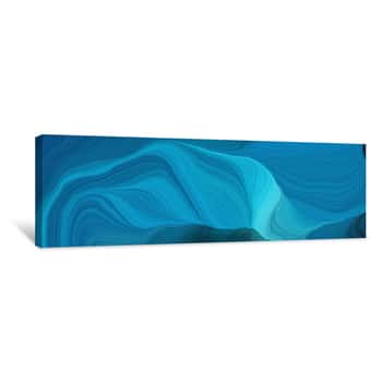 Image of Curved Speed Lines Background Or Backdrop With Dark Cyan, Medium Turquoise And Very Dark Blue Colors  Good As Wallpaper Canvas Print