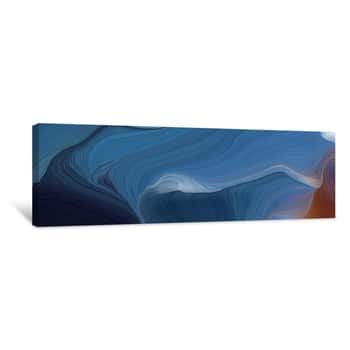 Image of Colorful Horizontal Banner  Modern Waves Background Design With Teal Blue, Very Dark Blue And Slate Gray Color Canvas Print