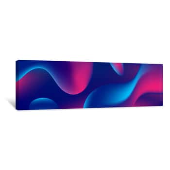 Image of Abstract Blue And Purple Liquid Wavy Shapes Futuristic Banner  Glowing Retro Waves Vector Background Canvas Print