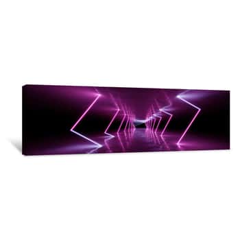 Image of 3D Rendering Neon Lights Background  Bright Neon Lines Background  Intelligence Artificial  Abstract Illustration  Architecture Background Canvas Print