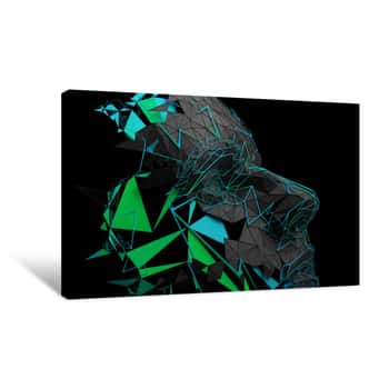 Image of Polygonal Human Face Profile  Abstract Modern 3d Illustration Of A Conceptual Head Construction Canvas Print